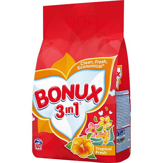 Bonux Tropical Fresh 3v1 prací prášok 60 dávok 4,5 kg