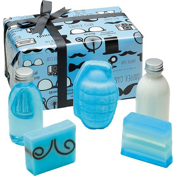 Bomb Cosmetics distingvovaná Gentleman telové mlieko 200 ml + sprchový gél 200 ml + balistik 200 g + mydlo 2 x 100 g, kozmetická sada