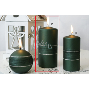 Lima Sparkling sviečka zelená matná valec 70 x 150 mm 1 kus