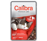 Calibra Premium Kurča a hovädzie v omáčke kompletné krmivo pre dospelé mačky vrecko 100 g