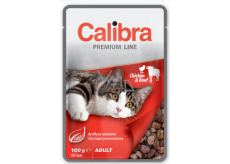 Calibra Premium Kurča a hovädzie v omáčke kompletné krmivo pre dospelé mačky vrecko 100 g