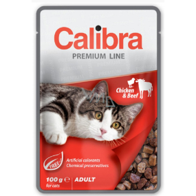 Calibra Premium Kuracie a hovädzie v omáčke kompletné krmivo pre dospelé mačky kapsička 100 g
