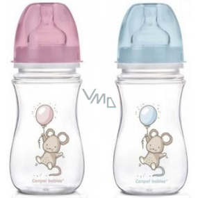 Canpol babies Little Cutie Fľaša sa širokým hrdlom ružová / modrá pre deti od 3 mesiacov 240 ml