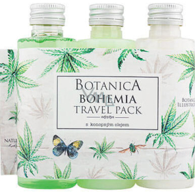 Bohemia Gifts Botanica Konopný olej sprchový gel 75 ml + šampón 75 ml + telové mlieko 75 ml, cestovné balenie