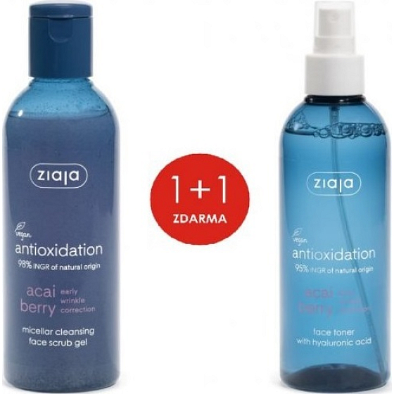 Ziaja Acai Berry micelárny gél s peelingom 200 ml + Ziaja Acai Berry pleťové tonikum s kyselinou hyalurónovou v spreji 200 ml, duopack
