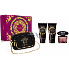Versace Crystal Noir toaletná voda 90 ml + telové mlieko 100 ml + sprchový gél 100 ml + kabelka, darčeková sada pre ženy