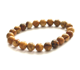 Jaspis obrázkový náramok elastický prírodný kameň, guľôčka 8 mm / 16 - 17 cm, kameň pozitívnej energie