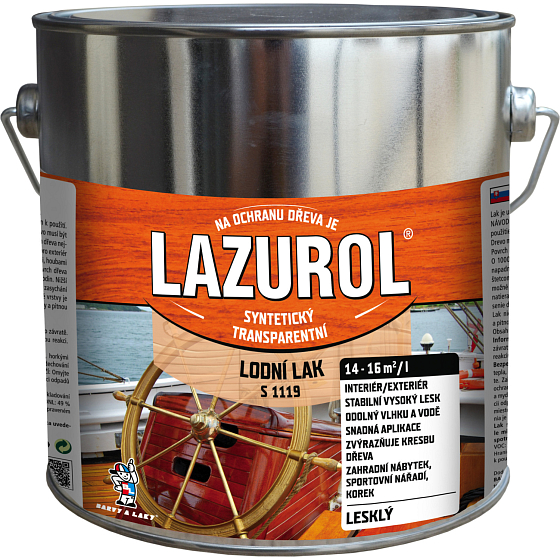 Lazurol S1119 lodný lak odolný lak na drevo bezfarebný, lesk 2,5 l