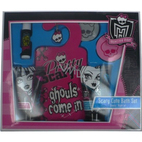 Mattel Monster High Scary Cute! sprchový gél 50 ml + telové mlieko 50 ml + balzam na pery 4,5 g, + huba + prívesok, kozmetická sada