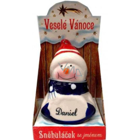 Nekupto Snehuliačik s menom Daniel Vianočné dekorácie rozmer 8 cm