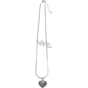 Strieborný náhrdelník s príveskom srdca so vsadenými kryštálmi 41 cm