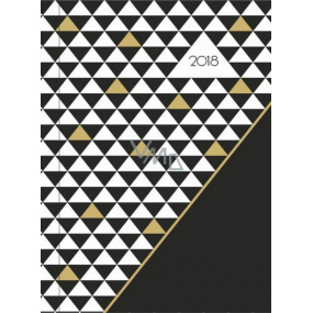Albi Diár 2018 týždenný Černobílozlaté trojuholníky 12,5 cm × 17 cm × 1,1 cm