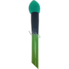Kozmetický štetec s penovou hubkou zeleno-čierna rukoväť 16 cm 30390