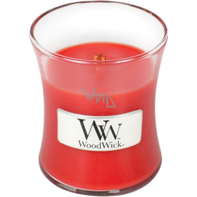 Woodwick Crimson Berries - Jarabiny s korením vonná sviečka s dreveným knôtom a viečkom sklo malá 85 g