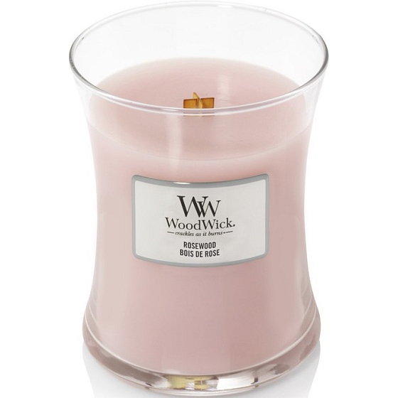 WoodWick Rosewood - Palisander vonná sviečka s dreveným knôtom a viečkom sklo stredné 275 g