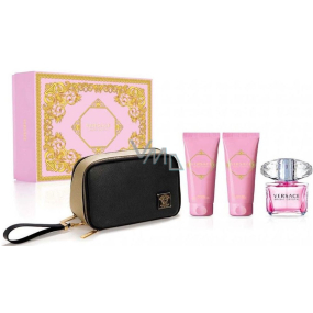 Versace Bright Crystal toaletná voda pre ženy 90 ml + telové mlieko 100 ml + sprchový gél 100 ml + kozmetická taška, darčeková sada pre ženy
