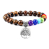Čakrový náramok Strom života + drevo, liečivý, elastický, guľôčka 8 mm / 16-17 cm