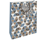 Nekupto Dárková papírová taška 32,5 x 26 x 13 cm Mozaika modrá