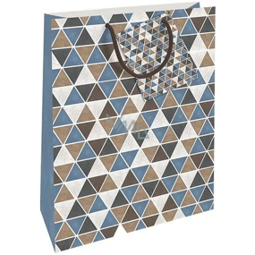 Nekupto Darčeková papierová taška 32,5 x 26 x 13 cm Mozaika modrá