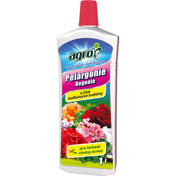 Agro kvapalné hnojivo pre pelargónie a iné balkónové kvety, 1 l