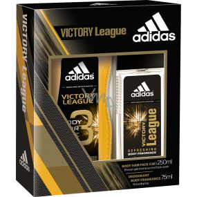 Adidas Victory League parfumovaný deodorant sklo pre mužov 75 ml + sprchový gél 250 ml, kozmetická sada