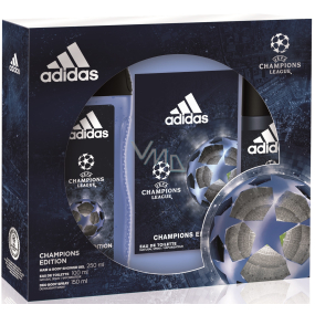 Adidas UEFA Champions League Champions Edition toaletná voda pre mužov 100 ml + deodorant sprej 150 ml + sprchový gél 250 ml, darčeková sada