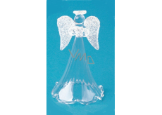 Anjel sklenený s priehľadnou sukňou na postavenie 11 cm