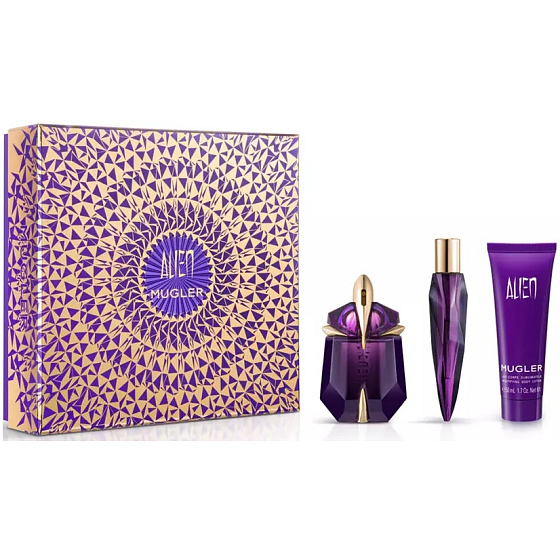 Thierry Mugler Alien toaletná voda plniteľný flakón pre ženy 30 ml + telové mlieko 50 ml + miniatúra 10 ml, darčeková sada