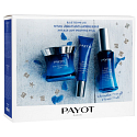 Payot Blue Techni Liss Jour vyhladzujúci chronoaktivní krém 50 ml + Regard vyhladzujúci chronoaktivní gel 15 ml + Concentré vypĺňajúci chronoaktivní sérum 30 ml, + toaletný taška, kozmetická sada