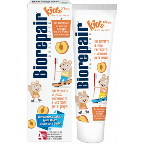 Biorepair Kids Zubná pasta s broskyňovou príchuťou pre deti od 0 do 6 rokov 50 ml