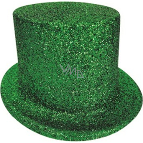 Karnevalový klobúk s glitrami zelený 25 cm