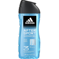Adidas After Sport 3v1 sprchový gel na telo, vlasy a pleť pre mužov 250 ml
