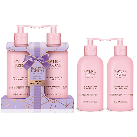 Baylis & Harding Tekuté mydlo s jojobou a vanilkou 300 ml + mlieko na ruky a telo 300 ml, kozmetická sada pre ženy