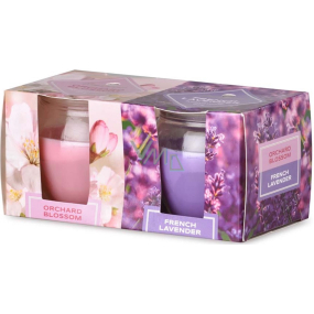 Emocio Orchard Blossom & French Lavender vonná sviečka sklo 65 x 63 mm 2 kusy v krabici