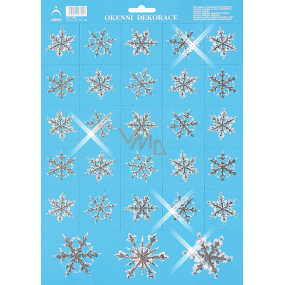 Arch Vianočná samolepka, okenná fólia bez lepidla Malé snehové vločky s glitrami 35 x 25 cm