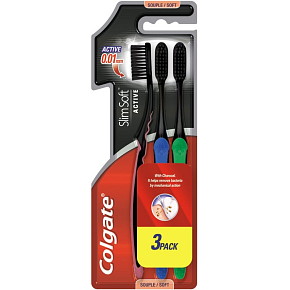 Colgate Slim Soft Charcoal zubný kartáčik 3-pack