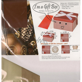 Anjel Darčeková krabička skladacia s mašľou hnedá banka vianočné skladací 224 x 224 x 127 mm 1 kus
