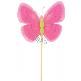 Motýľ z filcu ružový zápich 7 cm + špajle