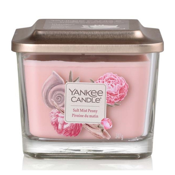 Yankee Candle Salt Mist Peony - Pivoňka s kvapkami morskej vody sójová vonná sviečka Elevation strednej sklo 3 knôty 347 g