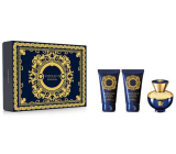 Versace Dylan Blue pour Femme parfumovaná voda 50 ml + sprchový gél 50 ml + telové mlieko 50 ml, darčeková sada pre ženy