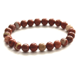Jaspis červený náramok elastický prírodný kameň, guľôčka 8 mm / 16 - 17 cm, kameň úplnej starostlivosti