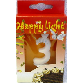 Happy light Tortová sviečka číslica 3 v krabičke