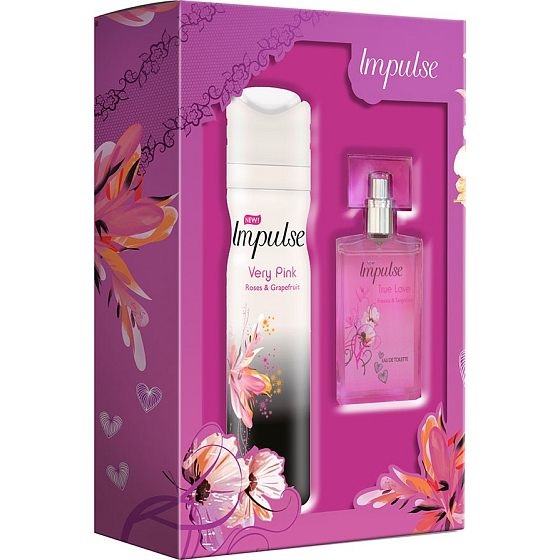 Impulse True Love parfumovaný deodorant sprej 75 ml + toaletná voda 30 ml, darčeková sada pre ženy