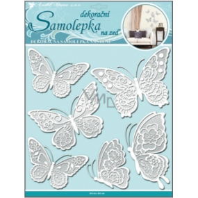 Samolepka na stenu motýle s bielymi krajkovými krídlami 40 x 31 cm 1 arch