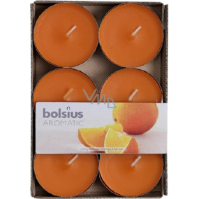 Bolsius Aromatic Maxi Juicy Orange - Pomaranč vonné čajové sviečky 6 kusov, doba horenia 8 hodín