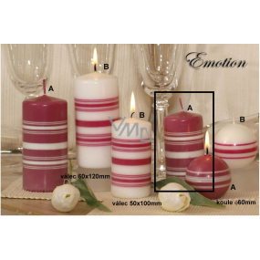 Lima Fresh Line Emotion vonná sviečka ružová - biele pruhy valec 50 x 100 mm 1 kus