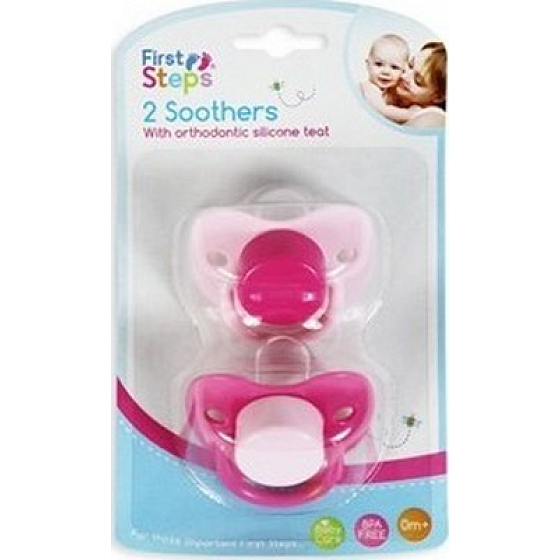 First Steps Bpa Free Ortodontické silikónové cumlík v tvare mašličky ružová 2 kusy