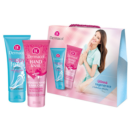 Dermacol Happy Feet krém na nohy 100 ml + krém ruky a nechty 100 ml, kozmetická sada