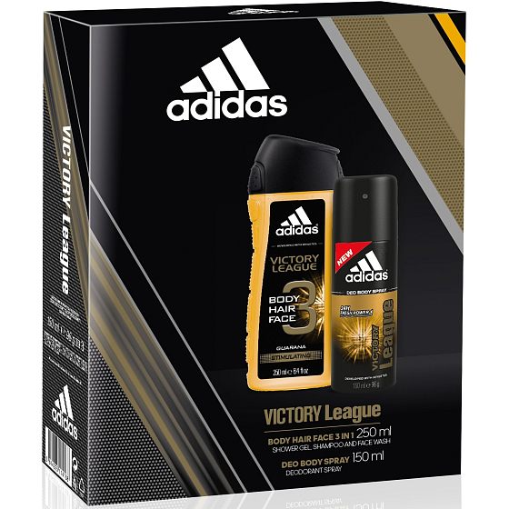 Adidas Victory League deodorant sprej pre mužov 150 ml + sprchový gél 250 ml, kozmetická sada