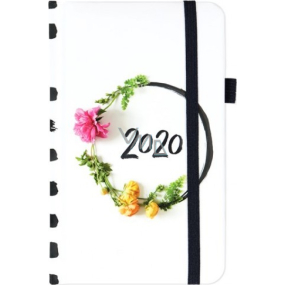 Albi Diár 2020 vreckový s gumičkou Kvetinový veniec 15 x 9,5 x 1,3 cm
